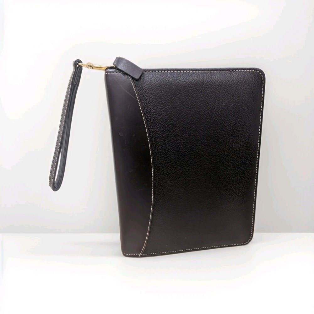 Franklin Quest Brown Verona Top Grain Leather Planner 6-Ring Full Zip 12455